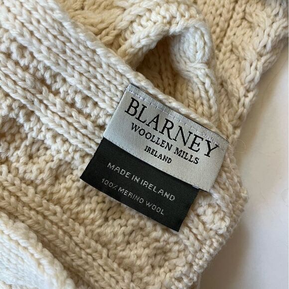 *Cream* Blarney Woolen Mills NWT Merino Aran Loop Scarf - Picture 5 of 10